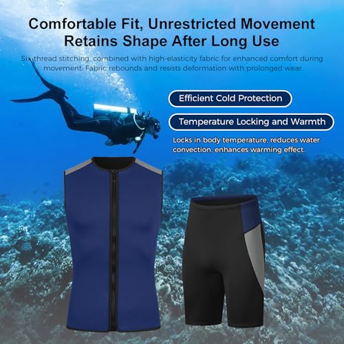 Set de Chaleco y Pantalones Cortos de Neopreno 3mm para Buceo, Snorkel y Surf, para Hombre y Mujer miniatura 6