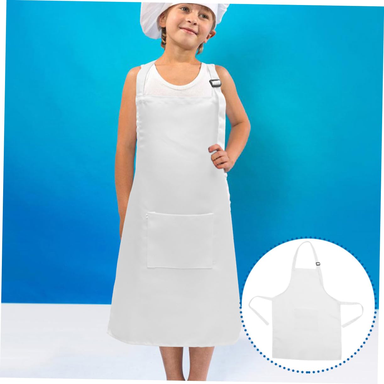 Grembiule da Pittura Regolabile per Bambini, Set 5 Pezzi | Poliestere Bianco, Lavabile e Confortevole, per Pittura e Attività Creative