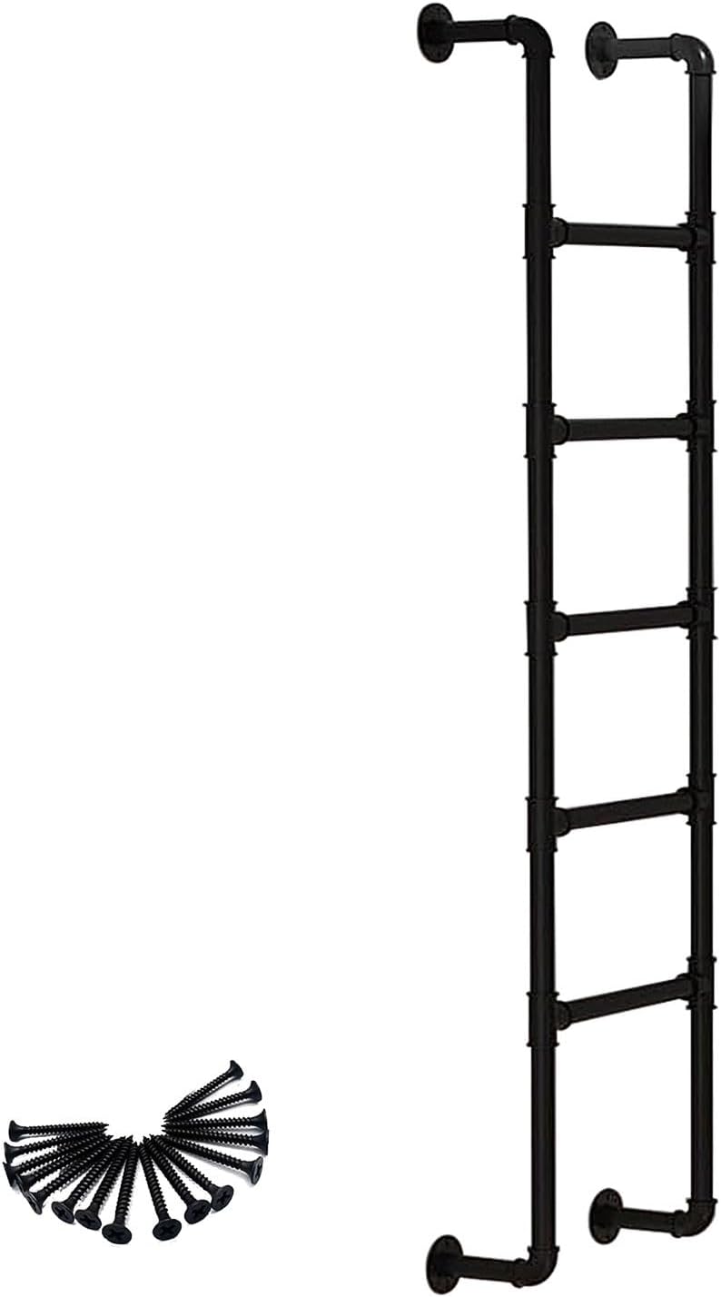 3-9 Step Ladder Wall Mounted Loft Ladder for Bunk Bed，Iron Egress Ladder Basement Multi-Purpose Attic Straight Ladders Sturdy Universal Climbing Ladder(100cm/39in)