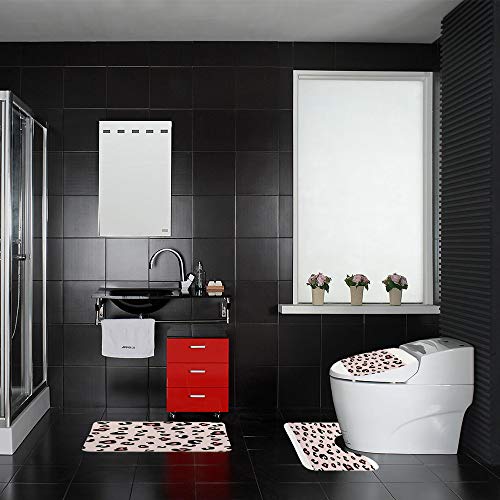 Tapis de bain léopard lot de 3 avec contour WC lavables et antidérapants - 4
