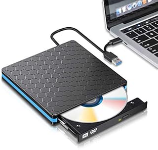 External DVD Drive, M Way USB 3.0 Type C CD Drive, Dual Port DVD Player, Portable Optical Burner Writer Rewriter, High Speed Data Transfer for Laptop Notebook Desktop PC MAC OS Windows 7/8/10