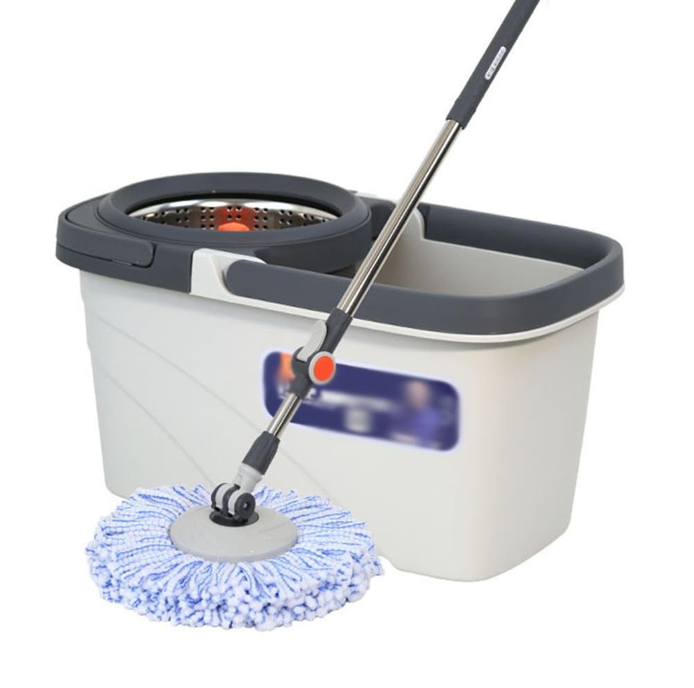 Juego de trapeador Giratorio y Cubo con 3 Cabezales de Repuesto, trapeador Giratorio de Microfibra, Sistema de escurrido con Empuje hacia Abajo, para Limpieza de Pisos en el hogar,B
