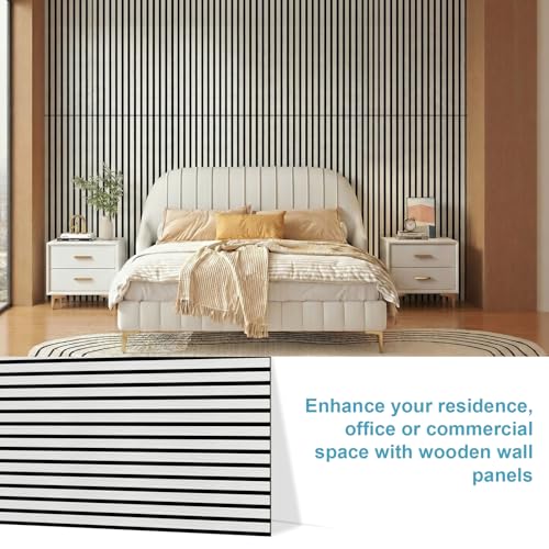 Image of Wood Slat Acoustic Wall Panels, White, 4 Pack, 47.2 x 23.6 in