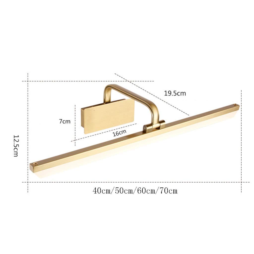 LED-Spiegelscheinwerfer, Schminktisch, Spiegelleuchte, Badezimmer, wasserdicht, Antibeschlag-Wandleuchte, Retro-Gold-Stil, Spiegellampe (Farbe: weißes Licht-70 cm) Decoration