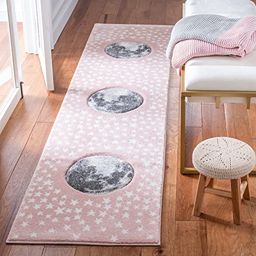 SAFAVIEH Carousel Kids Collection Runner Rug - 2' x 8', Pink & Grey, Non-Shedding & Easy Care, Ideal for High Traffic Areas for Boys & Girls in Playroom, Nursery, Bedroom (CRK135U)