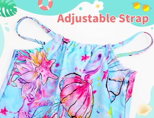 Image of TENVDA Girls Swimsuit Summer Beach Sport Halter Bathing Suits One Piece Swimwear for 2-12 Years Old Kids