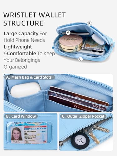 Image of WESTBRONCO Wristlet Wallets for Women - RFID Blocking Quilted Nylon Phone Wallet, Card Holder Purse for Travel & Everyday Use
