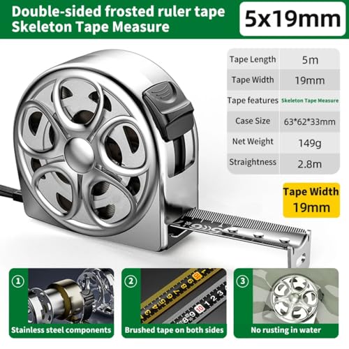 Cinta métrica retráctil 5m x 19mm acero inoxidable miniatura 7