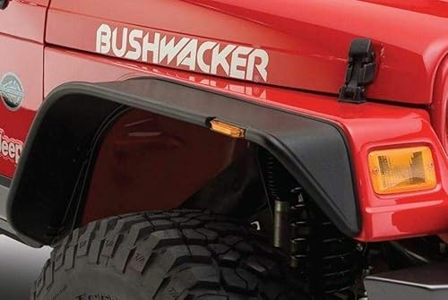 Bushwacker Guardabarros delanteros estilo plano para Jeep | Juego de 2 piezas, negro, acabado texturizado | 10055-07 | Compatible con Jeep Wrangler