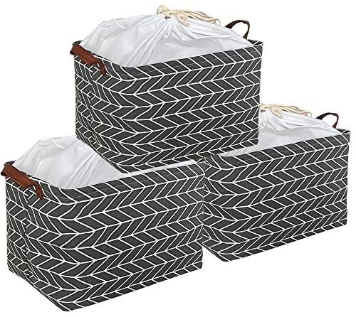 Image of CLOCOR 3-pack Rectangular Storage Bin,Collapsible Home Organization (Grey Arrow)