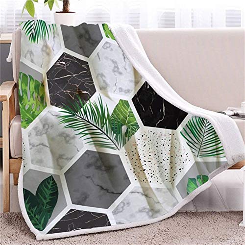Blanket Marmordecke Geometrische Sherpa Decke Gold Grau-Bett-Sofa-Decke Weiche Bettwäsche 3D Animal (Color : 2, Size : 130cmx150cm)