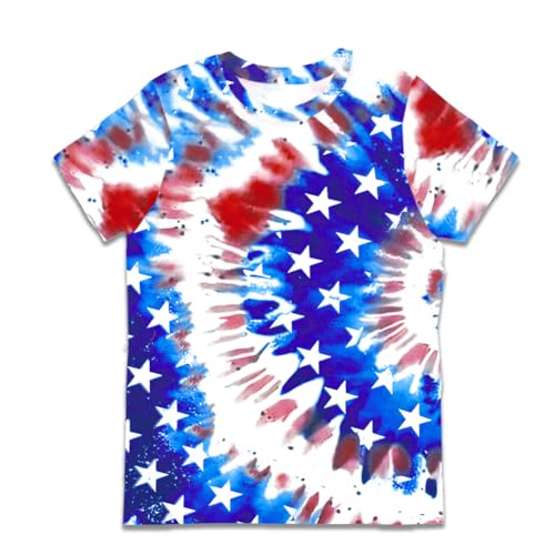 Image of Deerose Kids Striped Shirts Short Sleeve Boy Girls July 4th Patriotic Tee Top 3-14 Years
