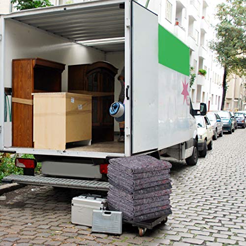 Relaxdays Umzugsdecken 10er Set, Packdecken Umzug, Transport & Lagerung, recycelter Vlies, Möbeldecke 150 x 200 cm, grau