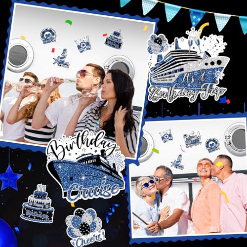 Imanes decorativos 'Happy Birthday' azul plateado negro miniatura 6