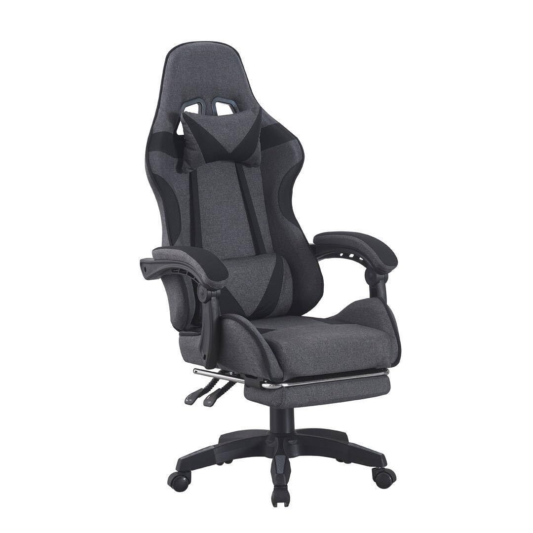 SHIITO | Silla Gaming Profesional | Ergonómica con Respaldo Reclinable de Tela Gris- Negro | Modelo CLAVIN - Y830 | 130 x 49 x 64