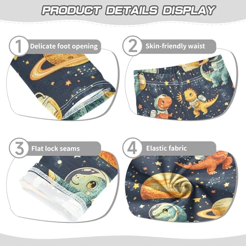 Boccsty Yellow Cute Dinosaurs Space Girls Leggings Kids Yoga Pants Dance Active Tights 4T3