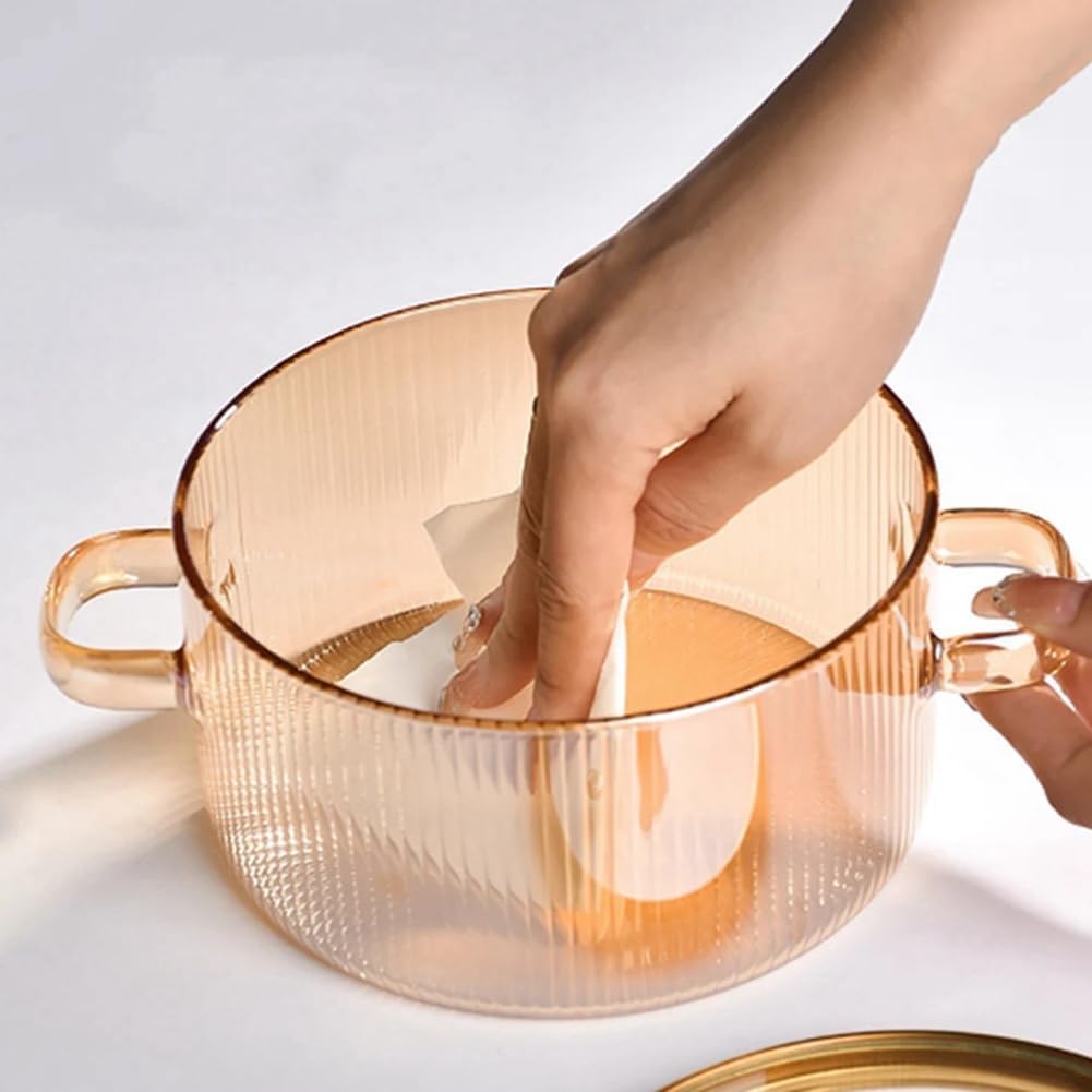 OCEANO Pentola Vetro Borosilicato 1.8L Pentolino Cottura Resistente al Calore Piano Gas Casseruola con Coperchio Pasta Noodles Zuppa Brodo Latte Pappe (Casseruola)