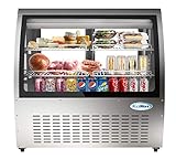 KoolMore 47' Deli Case and Meat Display Stainless-Steel Refrigerator for Commercial Use, Multi-Tiered Shelves, Curved Glass Front, LED Lighting and Rolling Caster Wheels - 18 cu.ft, RD18C-SS
