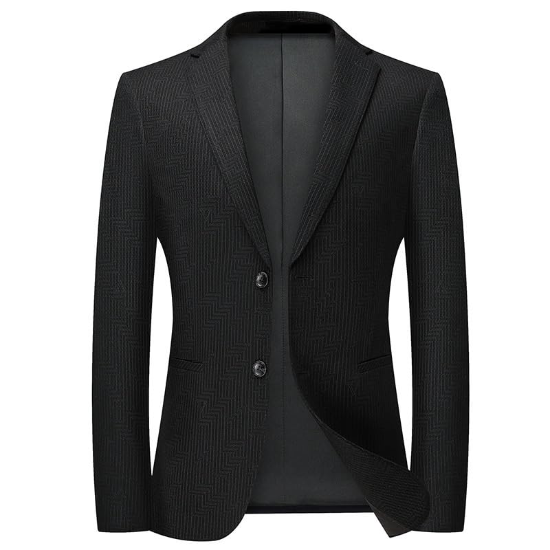 Mens Black Two Button Casual Slim Fit Sport Coats Lightweight Suit Jacket