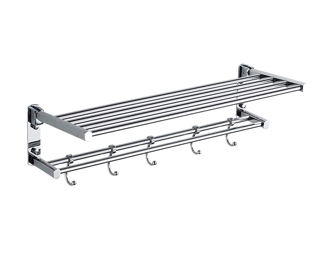 GLETSF Towel Rack Wall Mounted Towel Bar Towel Shelf Bathroom Shees All Copper Towel Rack Bathroom Towel Rack Toilet Double Towel Bar Rack Bathroom Hardware Tidy Towel-Punch Hole-60X21X13.5 cm