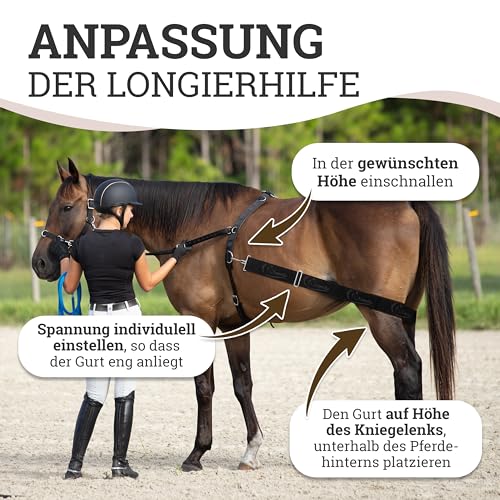 Esposita elastische Longierhilfe Pferd Pony Körperband Pferde Bodenarbeit Zubehör Longier Set Körperbandage Longiersystem Trainingssystem