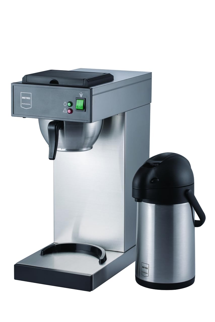 METRO Professional Machine à café filtre GCA 2101, acier inoxydable, 21.5 x 41.5 x 52 cm, 2.3 L, 1900 W, verseuse à pompe, filtre à panier, argenté