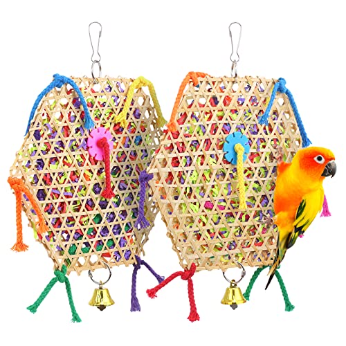 Bird Parrot Toys，2 Pack Bird Hanging Foraging Shredder Toys for Small Medium Small Bird Conure Cockatiel Parrotlet Lovebird Budgie - image 8