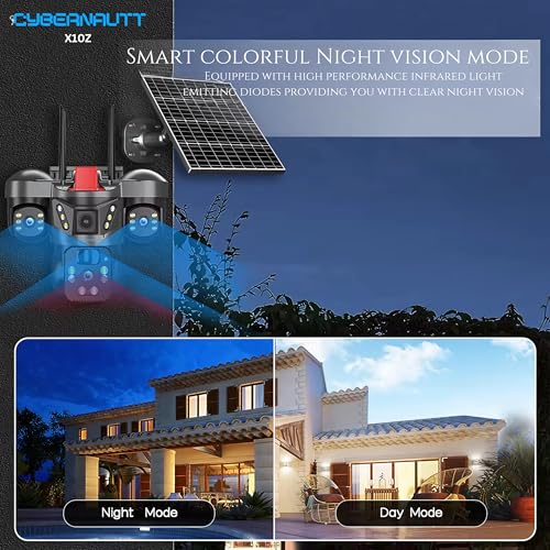 Image of XUGA - Cybernautt X10Z 12MP 3 Lens PTZ Dual Solar 4G Sim Wireless Outdoor CCTV Camera Three Side View | 360 | Night Vision | Motion Detection| Outdoor | Waterproof | 2 Way Audio | Use Air-tel 4G Sim