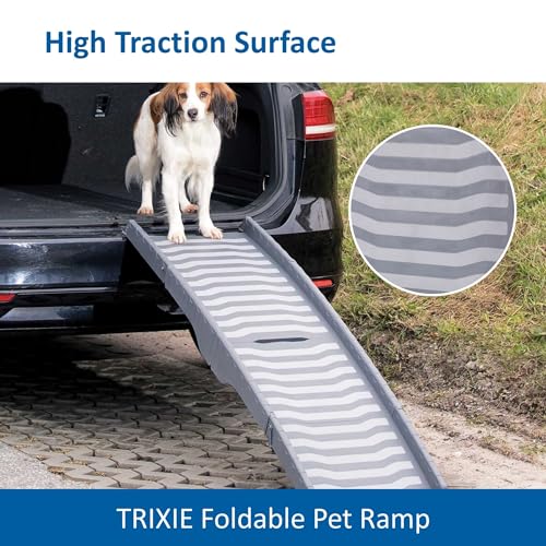 Trixie 39476 Rampe, 3-fach klappbar, Kunststoff, 39 × 150 cm, grau