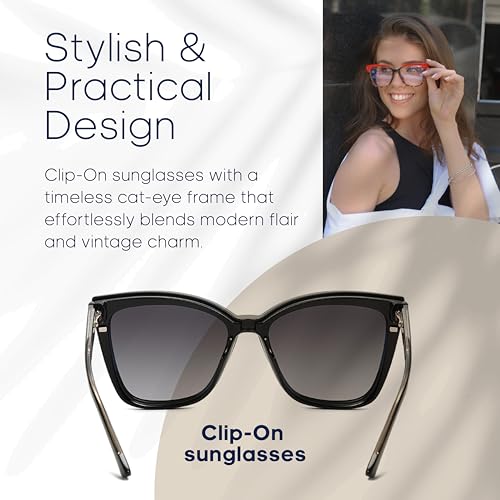 Monaco Cat-Eye Clip-On Polarized Sunglasses for Women3