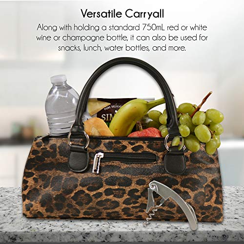 Image of Primeware Wine Clutch Bag (Thermal Insulated) Trendy Women's Carry Tote | Holds Red & White 750mL Bottles | Trendy Fashion | Incl. Portable Waiter-Style Corkscrew (Cougar)