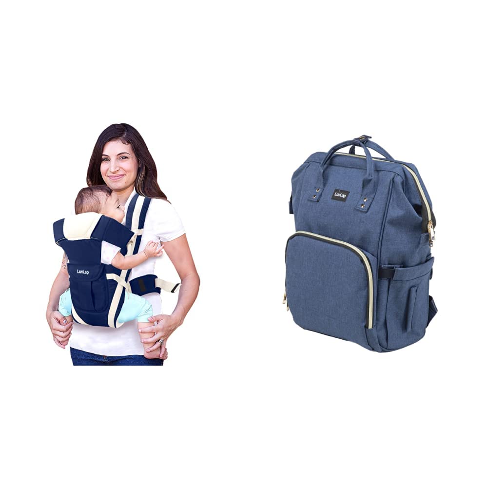 LuvLap Elegant Kid Carrier with 4 Carry Positions, for 4 to 24 Months Baby, Max Weight Up to 15 Kgs (Dark Blue) & Lily Travel Multifunctional Waterproof Diaper Bag-Backpack Cum Tote Bag (Navy Blue)-image-43