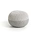 Kave Home - Puf Arnot Blanco y Gris Redondo Ø 50 cm con Funda tricotada de algodón 100%