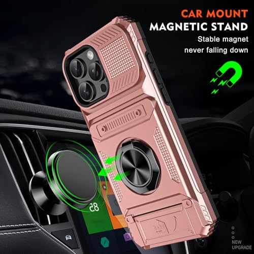 Coque iPhone 15 Pro robuste or rose avec béquille intégrée - 3