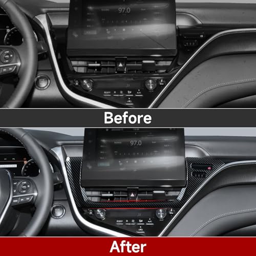 Image of Car Air Vent Frame Center AC Trim Carbon Color ABS Decal Sticker Compatible with 8th Gen Toyota Camry XV70 Accessories - for 2021-2024 ONLY
