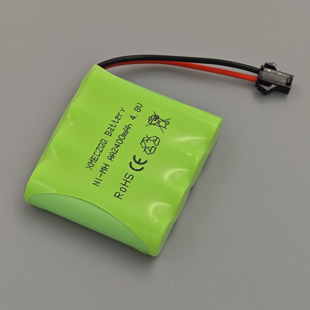 Batterie NiMH 4,8 V 2400 mAh, 2 batteries de secours RC avec fiche SM, convient pour les jouets de télécommande tels que les voitures télécommandées, les véhicules d'ingénierie télécommandés,