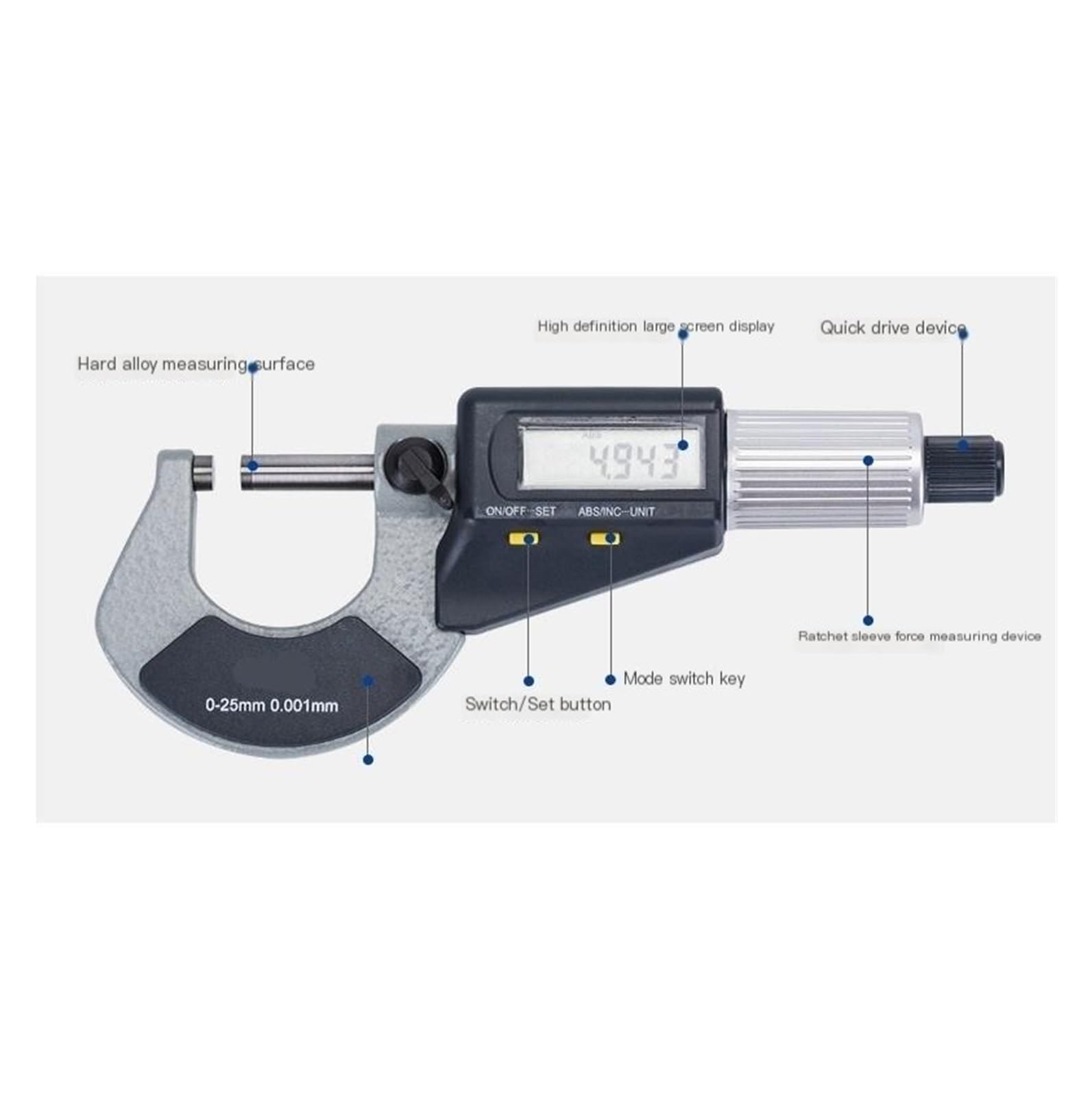 Calibrador micrométrico exterior digital electrónico 0-25 mm