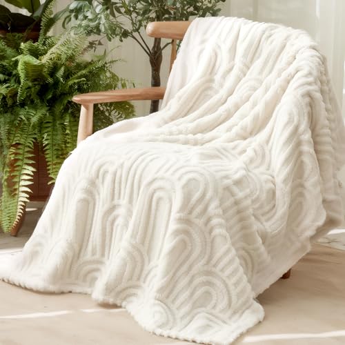 BEDSURE Kuscheldecke Flauschig Decke Fleecedecke – Weiche Warme Grobe Korddecke Gemütlicher Sofadecke XXL, Kuscheldecke Große, Kokosnuss-Milch, 240 x 220 cm