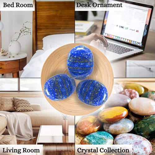 Image of Amazing Gemstone Lapis Lazuli Crystals and Healing Stones - Large Palm Stone Crystals Piedra - Crystal for Good Luck, Balanced Positive Energy, Meditation - Unique Stocking Stuffers, Gifts for Women