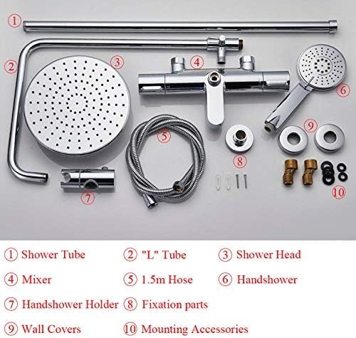 Set miscelatore termostatico per doccia a pioggia da bagno, rubinetto girevole per vasca da bagno, doccia con acqua calda e fredda cromata, montaggio a parete Beauty Comes