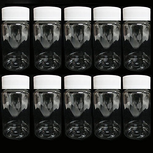 10 Empty Plastic Pill Bottles Medicine Container Vitamin Capsule Drug Holder Cl