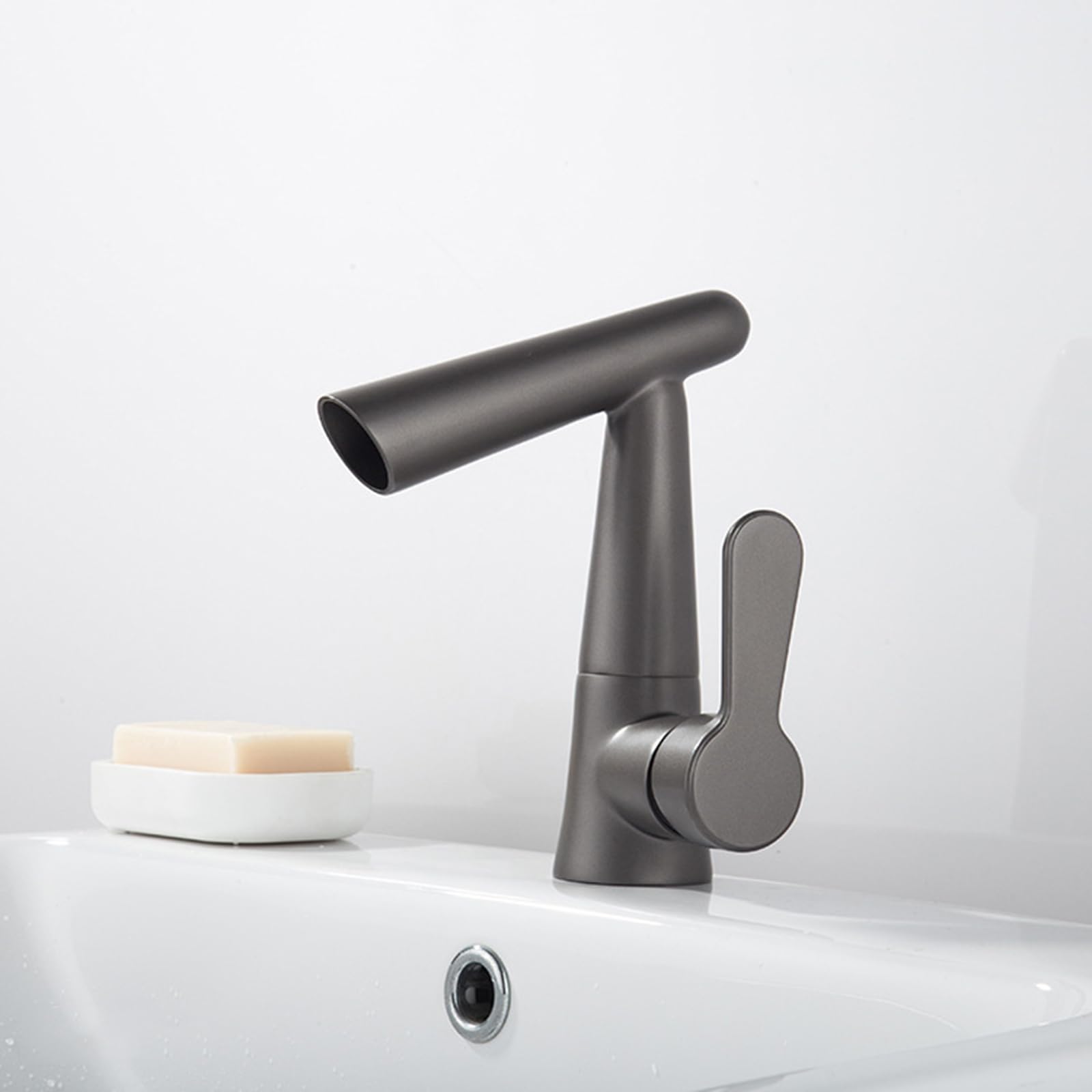 ANVLOJRIH Bathroom Sink Taps Basin Mixer Tap Waterfall Bathroom Tap with Hoses for Bathroom Gray