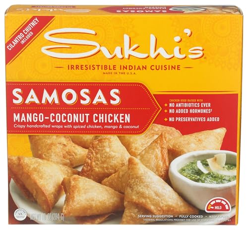Sukhi's Gourmet Indian Food Mango Coconut Chicken Samosas With Cilantro Chutney 10oz
