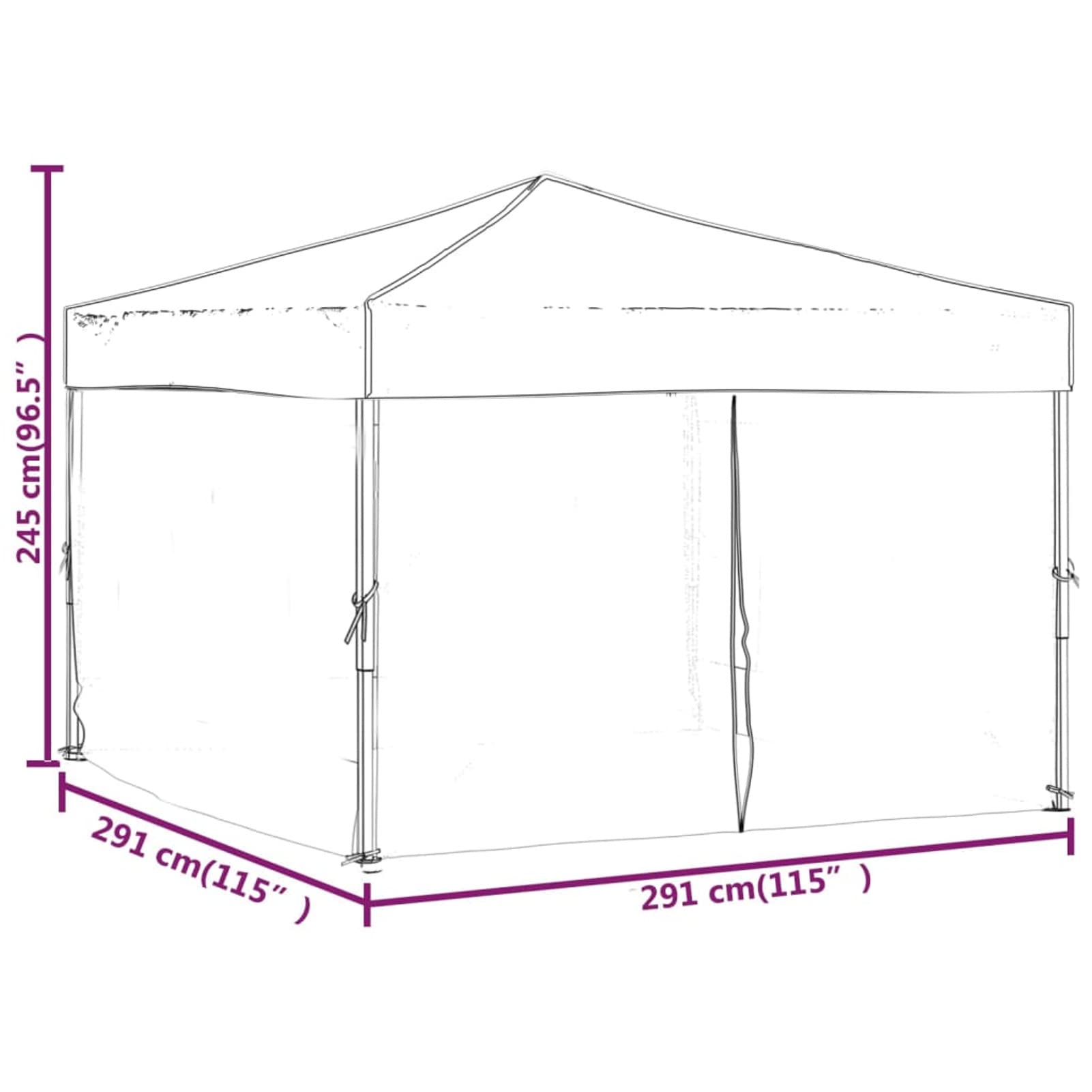 Homgoday Carpa Plegable para Eventos al Aire Libre - Impermeable, UV Resistent, 291x291x245 cm, Negro