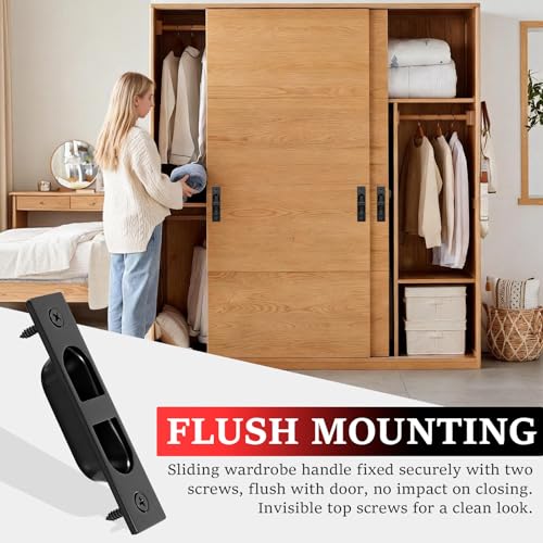 Tirador de borde para puerta corredera de 4 pulgadas, acero inoxidable 304, negro, 1 unidad para cocina, sala y baño miniatura 3