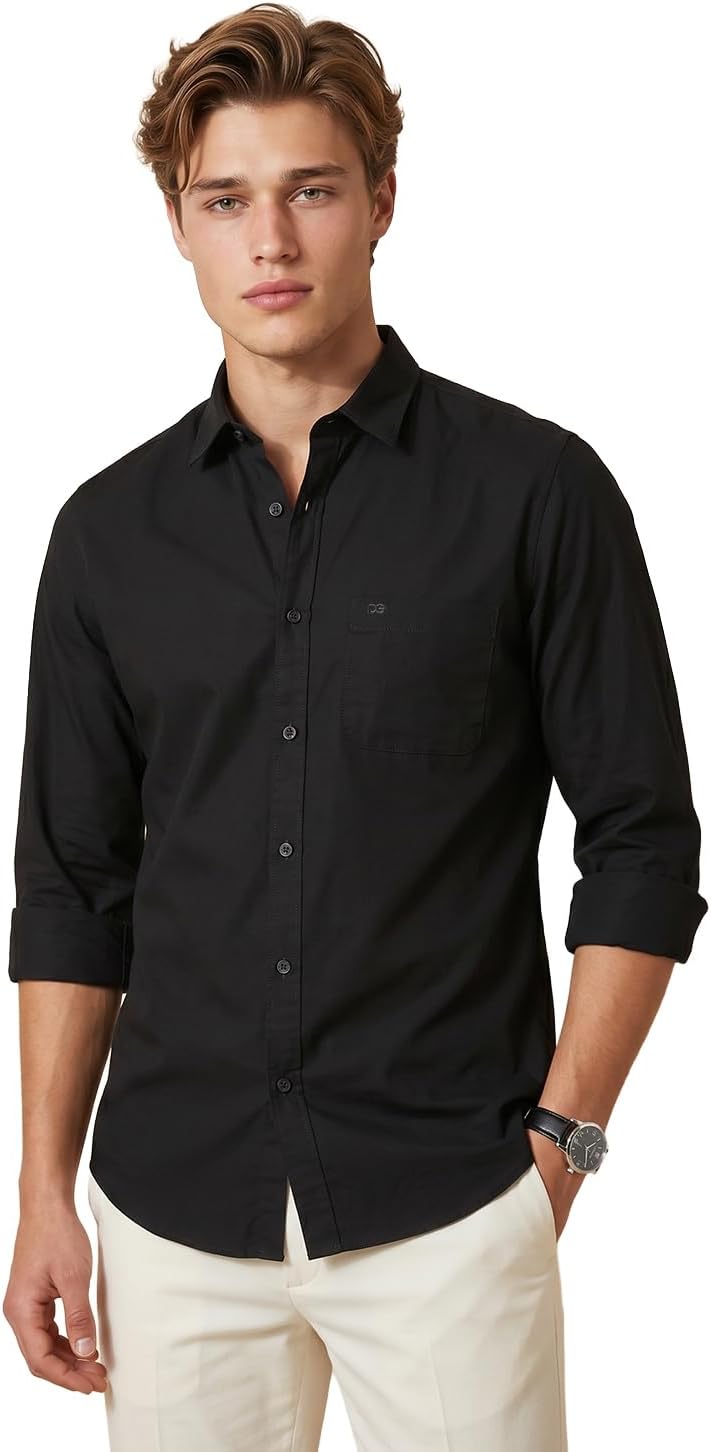 Men's Slim Fit Full Sleeve Cotton Solid Casual Shirt with Pocket