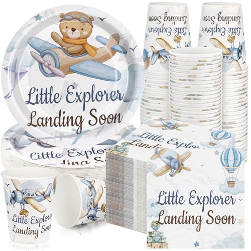Kit complet vaisselle jetable baby shower pour décorer une table de fête prénatale