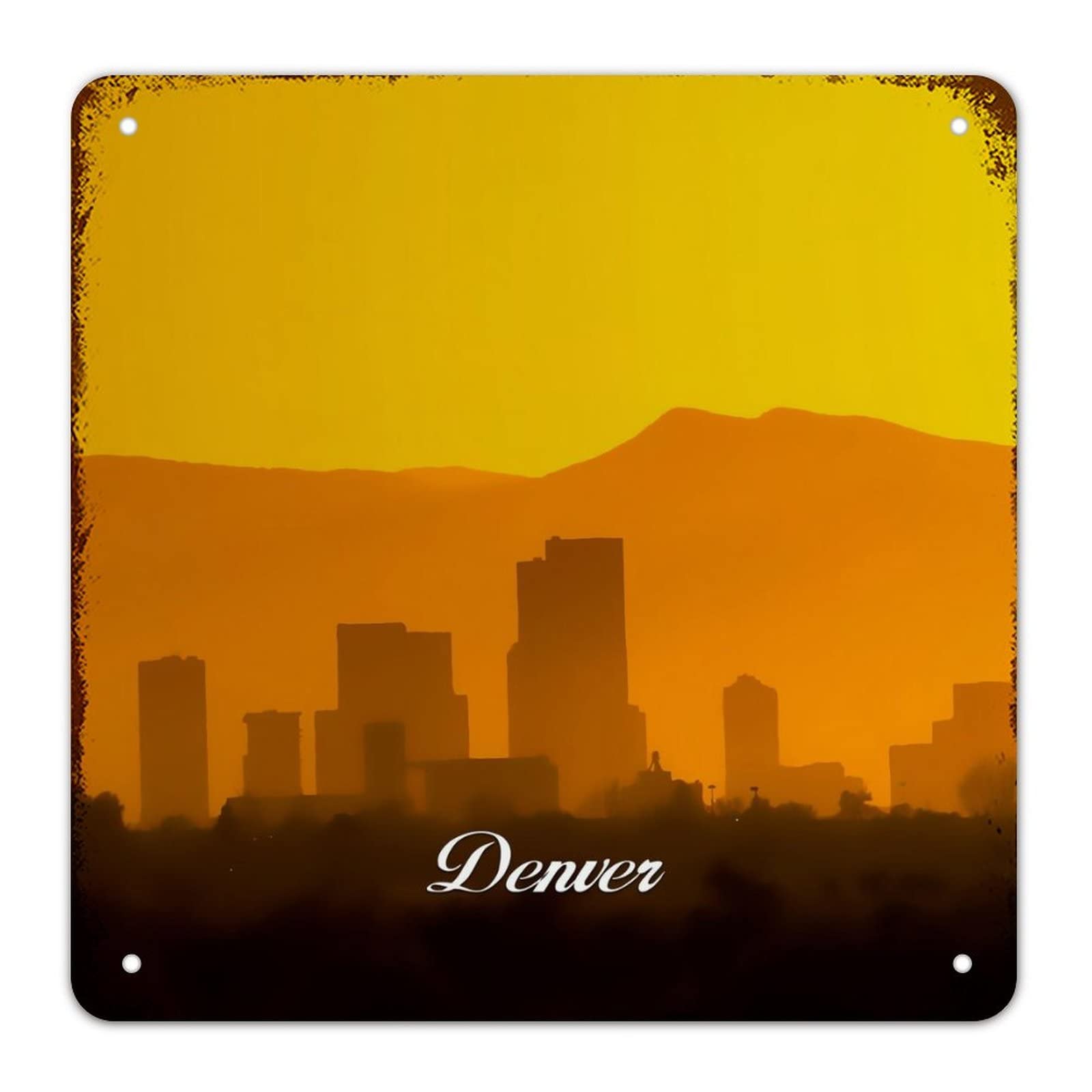 Plaque en métal Colorado Denver paysage urbain souvenir voyage déco murale