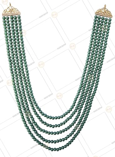 Image of Pearl Necklace Jewellery for Groom Dulha Moti Mala Haar for Men(5 Line)