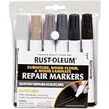 Rust-Oleum Furniture, Wood Floor and Wood Laminate Repair Markers, 6 Count, White, Boardwalk, Aged Barrel, Carbon Gray, Smoke Gray and Espresso, Cool Tones, 376990